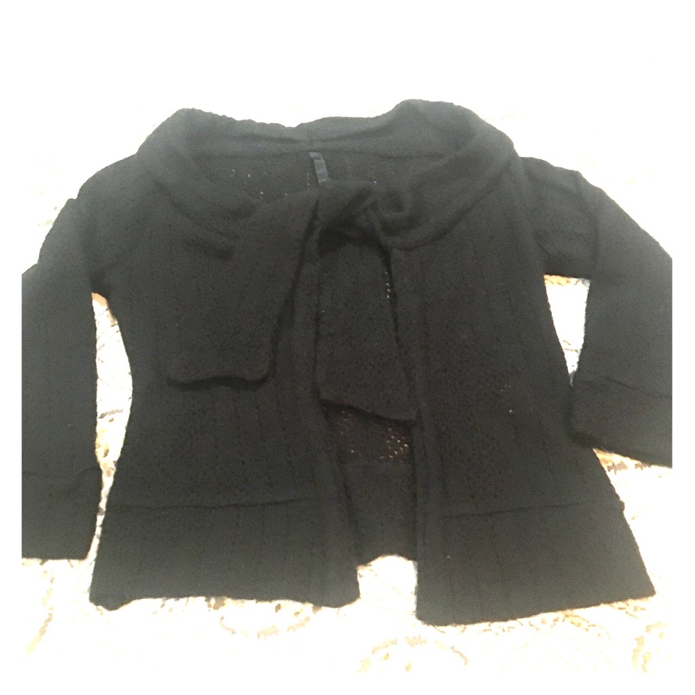 Open Front  Sweater with Tie Neck by Poleci